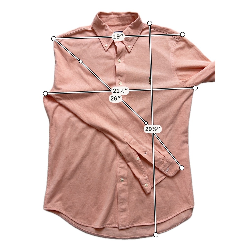 Ralph Lauren Knit Oxford Shirt Mens Medium Pink Long Sleeve Pique Button Down - Picture 3 of 10
